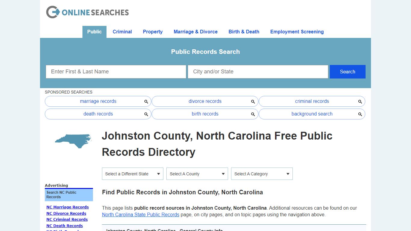 Johnston County, North Carolina Public Records Directory