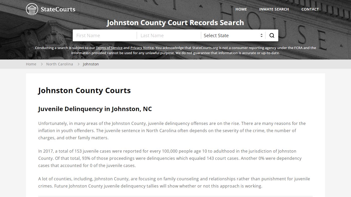 Johnston County, NC Courts - Records & Cases - StateCourts